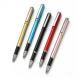 Lumavo Metal Ballpoint Pens, 5 Pack  0.5mm Fine Point Liquid Black Ink Gel Ink Pen Roller Pen Writing Set for Executive Business Office