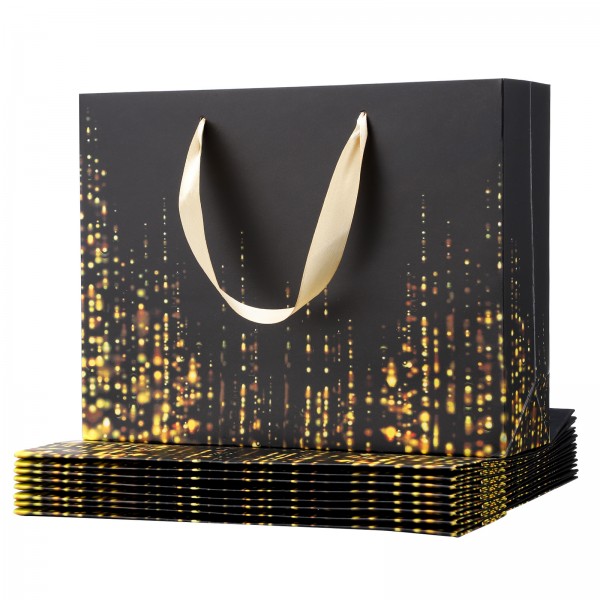 Lumavo Gift Paper Bags , 20 Pack 10.6 x 3.1 x 8.3 inch Kraft Paper Heavy Duty Bags with Handles for Retail Business Birthdays Wedding Party Favors